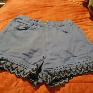 Pinwheels Blue Lace Trim Women's Shorts